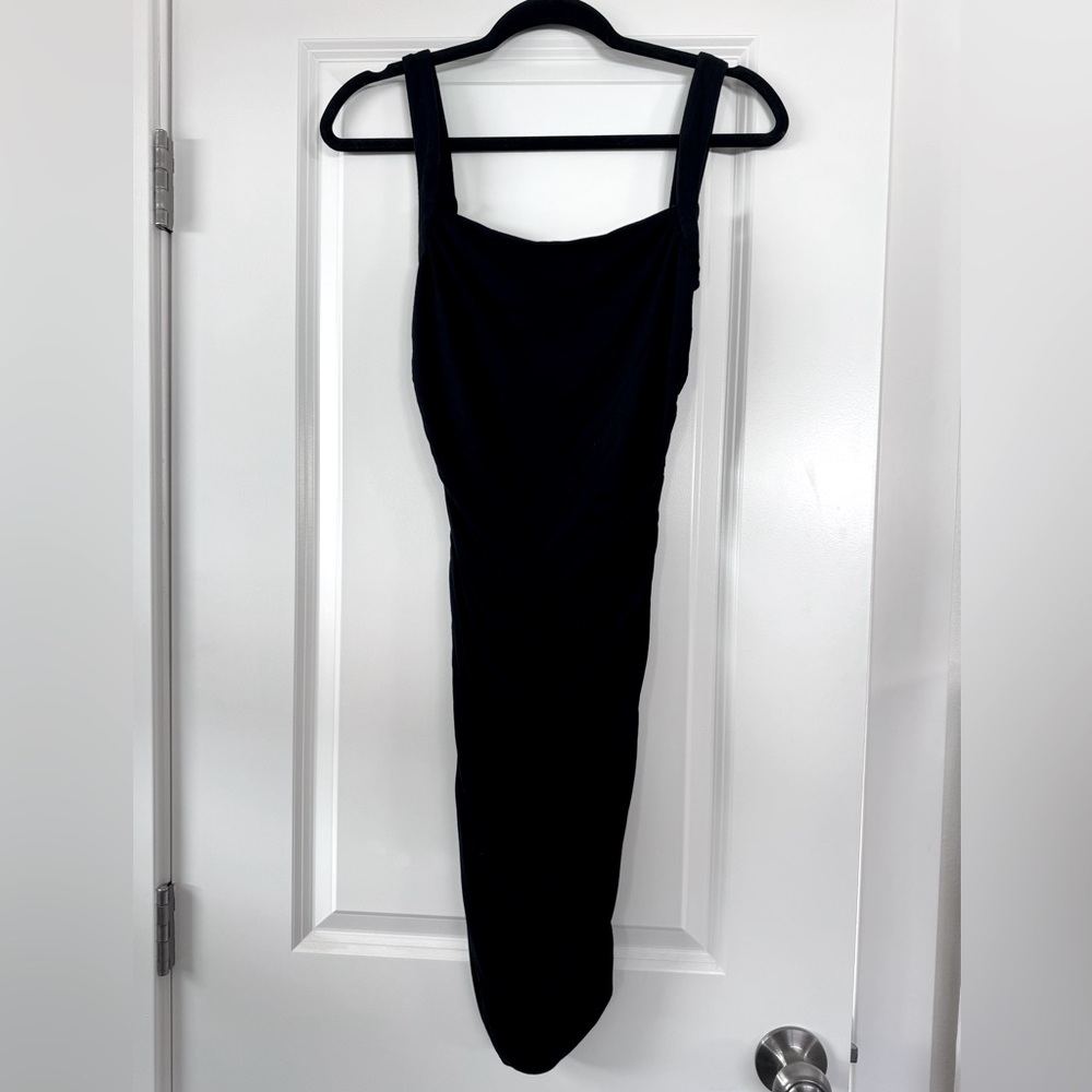 MANGO little black ruched dress